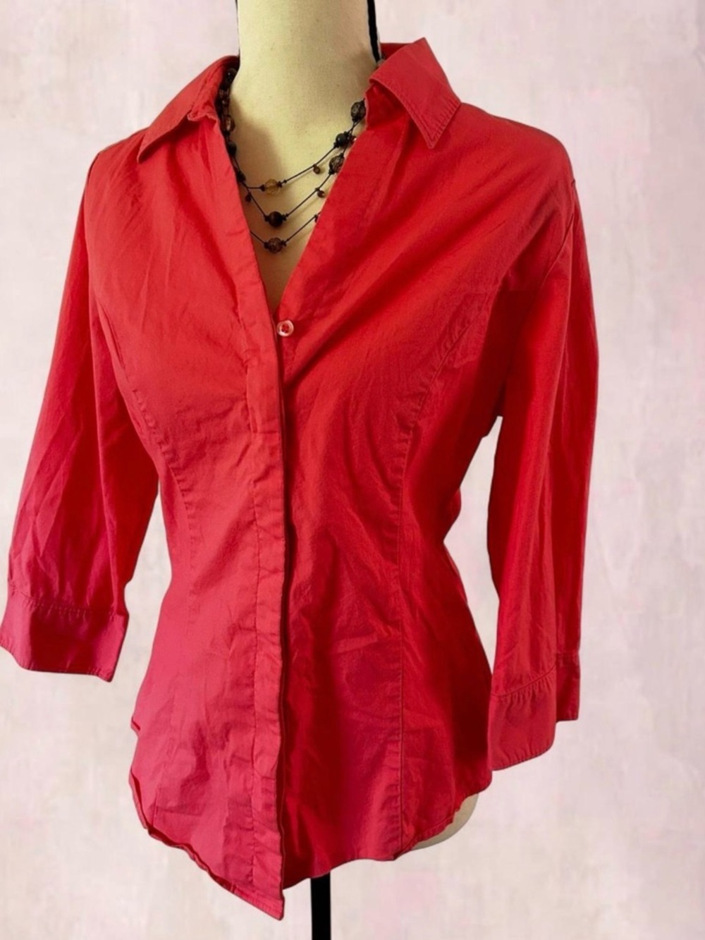 Riders by Lee Coral-Red Button-Down Women's Shirt - Picture 3 of 4